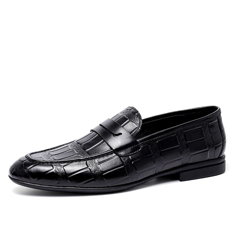 Efterår Afslappede Lædersko Herre Business Trend Lette Og Åndbare Slip-on Læder Loafers Til Mænd