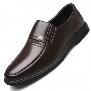 Efterår Midaldrende Og Ældre Lædersko Herre Blødsålede Bløde Slip-on Sko Business Casual Læder Far