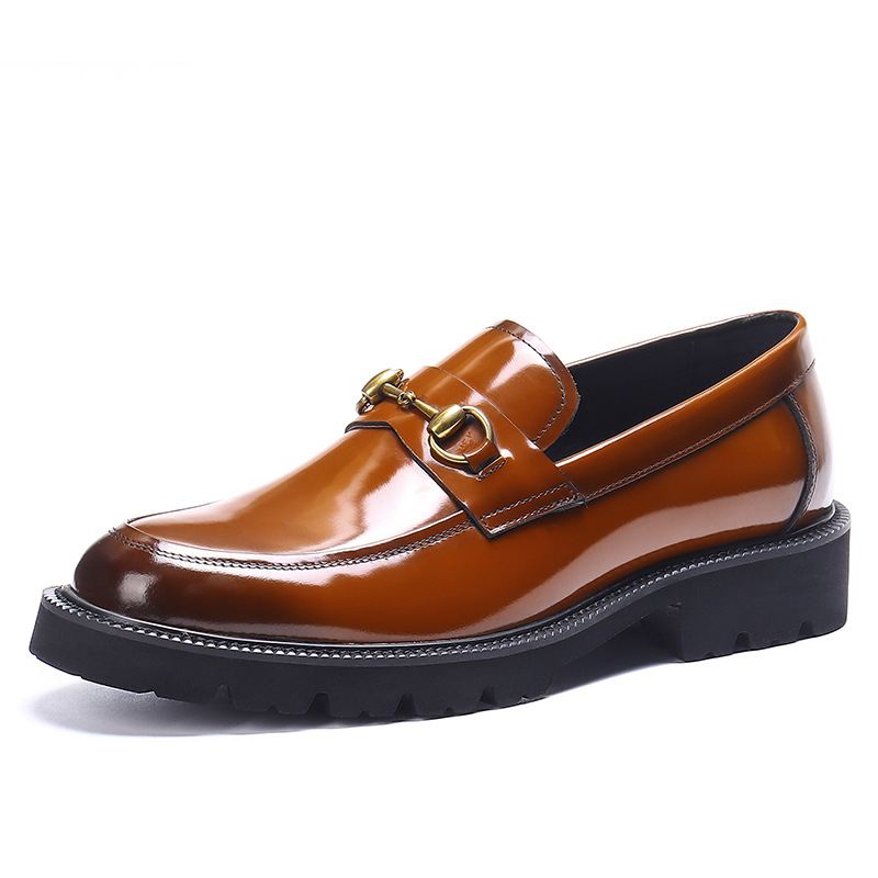 Herresko Læder Horsebit Loafers Business Casual Sko Herre Tykke Lædersko Rund Tå