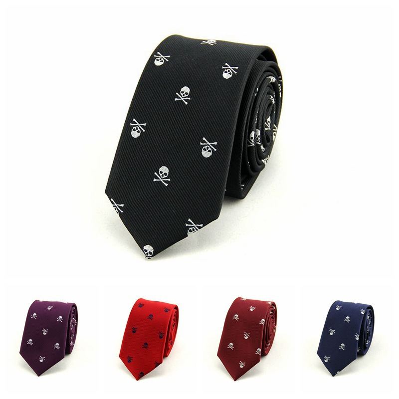 Fashion Personality Broderet Skull Tie Mænds 6 cm Trend Smal Version