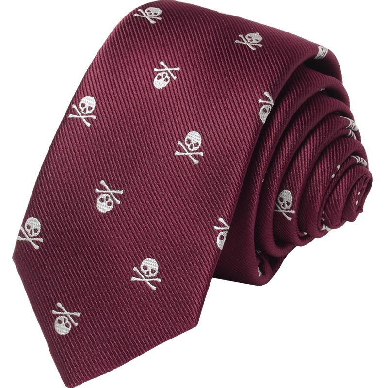 Fashion Personality Broderet Skull Tie Mænds 6 cm Trend Smal Version