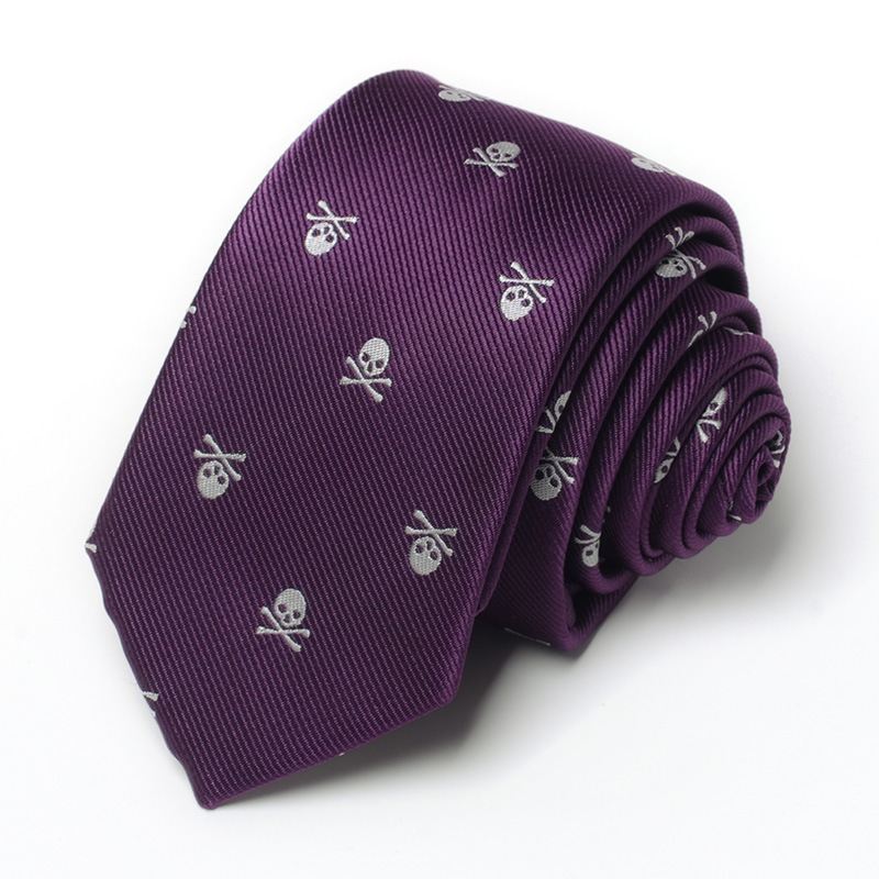 Fashion Personality Broderet Skull Tie Mænds 6 cm Trend Smal Version