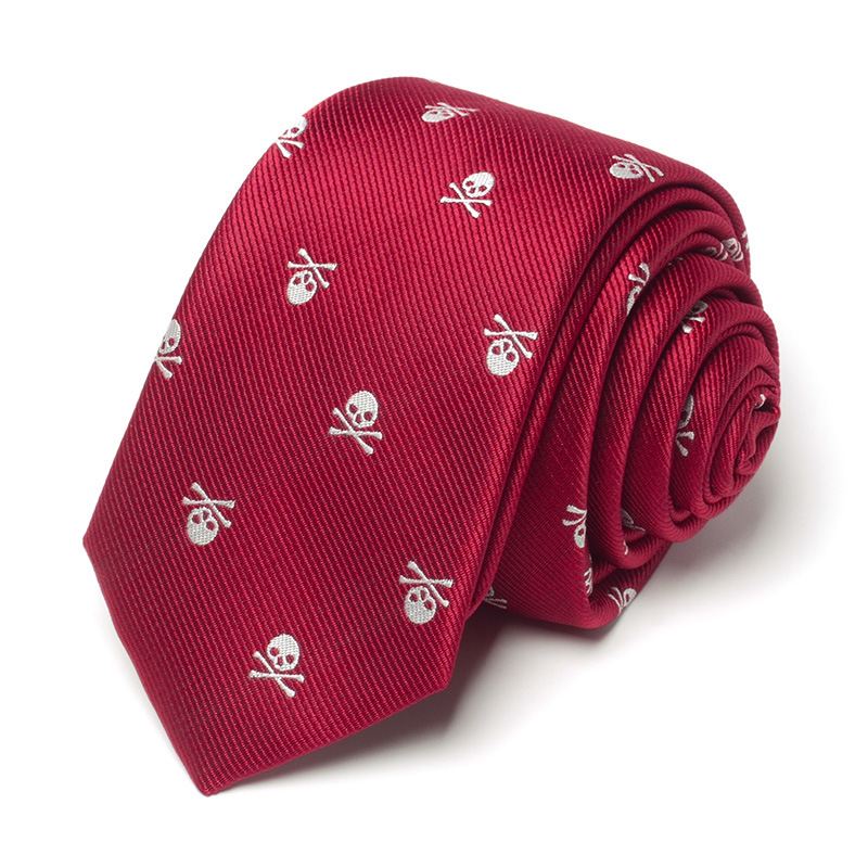 Fashion Personality Broderet Skull Tie Mænds 6 cm Trend Smal Version