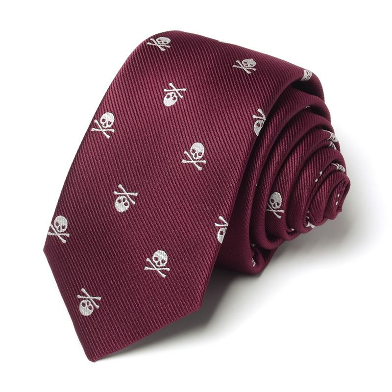 Fashion Personality Broderet Skull Tie Mænds 6 cm Trend Smal Version