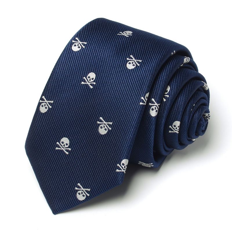 Fashion Personality Broderet Skull Tie Mænds 6 cm Trend Smal Version