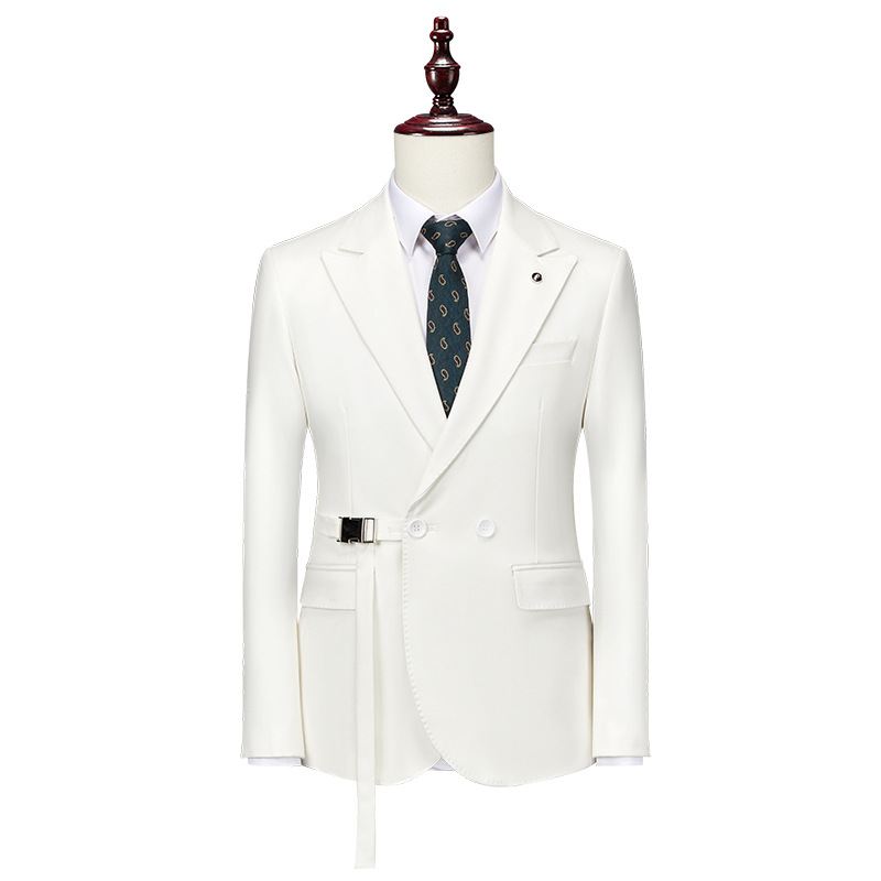 Mænd Business Casual One Piece Blazer-jakke Ensfarvet Slim Bælte Dekorativ Jakke