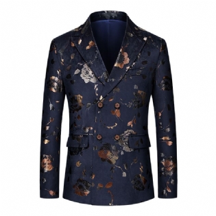 Mænds Business Fritidsdragt Heldragt Dobbeltradet Blomsterdragt Forgyldt Jacquard Blazer