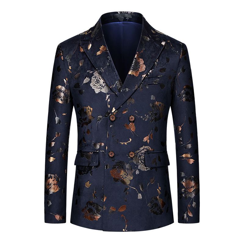 Mænds Business Fritidsdragt Heldragt Dobbeltradet Blomsterdragt Forgyldt Jacquard Blazer