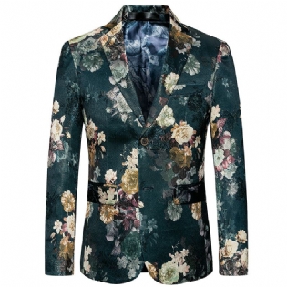 Mænds Casual Business Floral Western Fitting Body Two Button Suit Top Jakke Blomsterprint Kjole Mænd