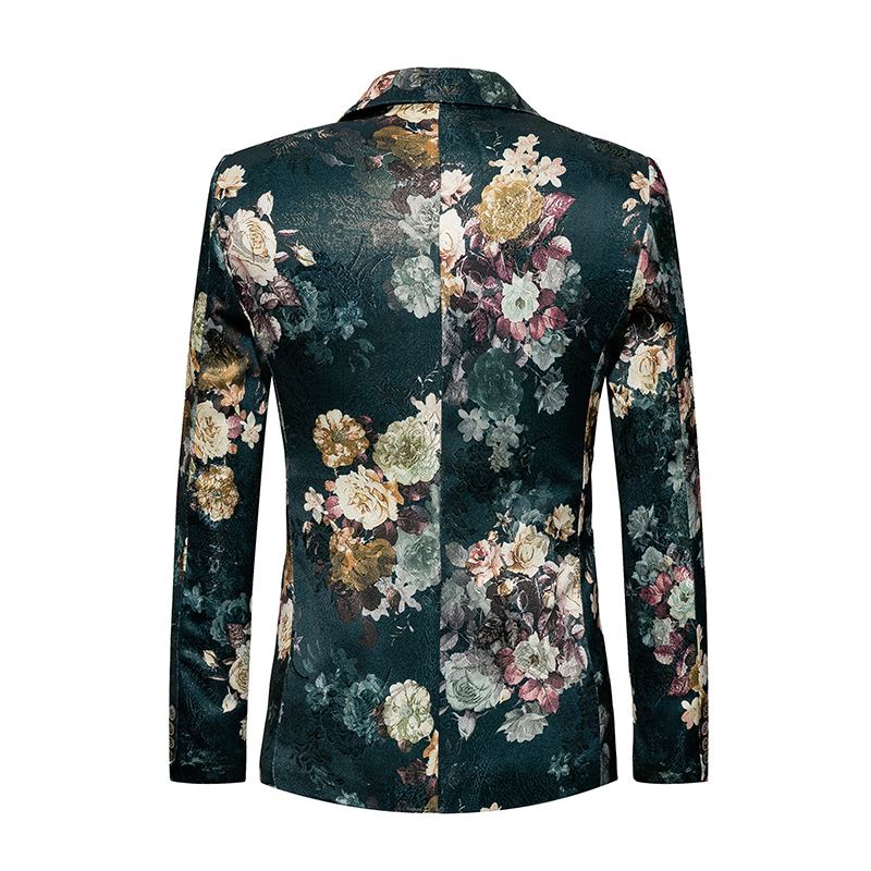 Mænds Casual Business Floral Western Fitting Body Two Button Suit Top Jakke Blomsterprint Kjole Mænd