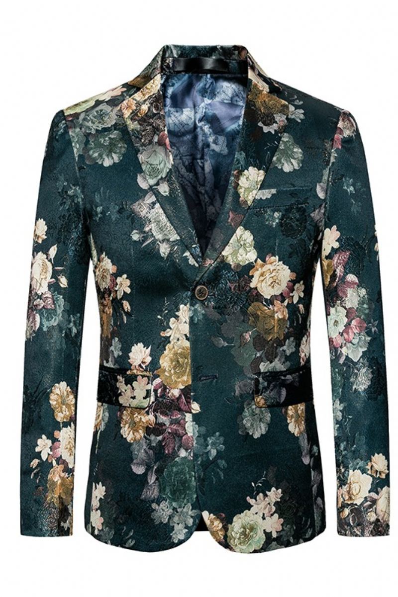 Mænds Casual Business Floral Western Fitting Body Two Button Suit Top Jakke Blomsterprint Kjole Mænd