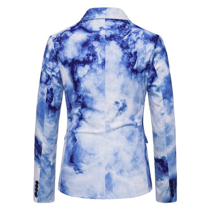 Mænds One Button Tie Dye Printet Suit Dress Costume Slim Coat Mænd