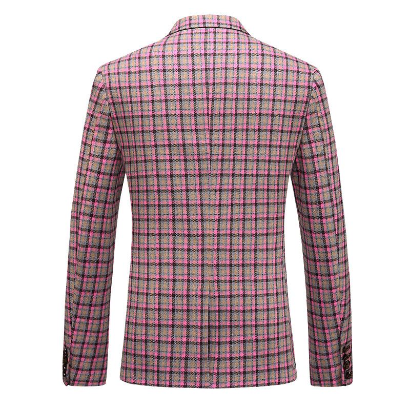 Mænds Store Størrelse Plaid Jakkesæt Med To Knapper Business Casual Fin Jakke Mænd