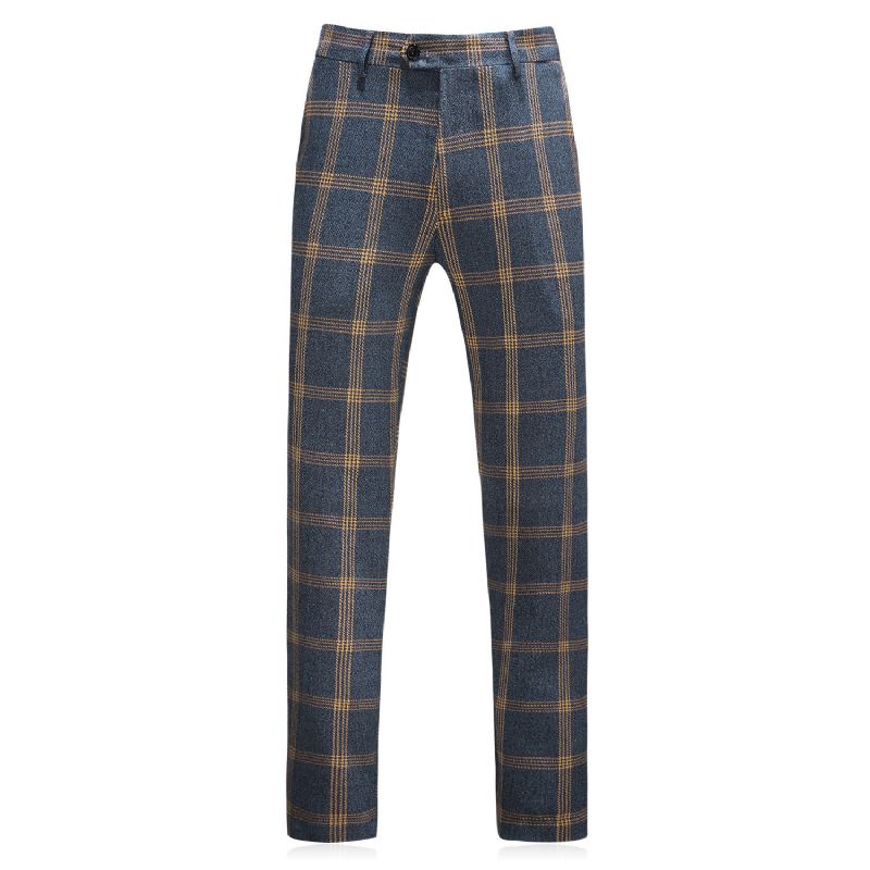 Herre Plaid Jakkesæt Tredelt Slankt Business Casual Mænd